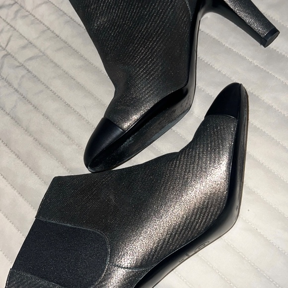 Chanel Embossed Lambskin Calfskin CC Cap Toe Ankle Boots - Picture 4 of 9